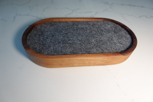 Felt-Lined Walnut Hardwood Catchall Tray – Desk Organizer