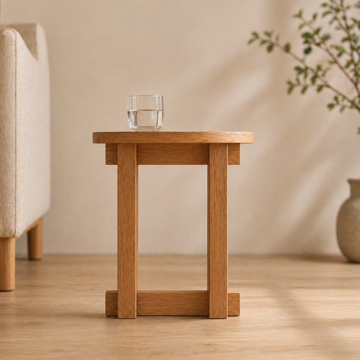 Modern Japanese Interlocking Accent Drink Table | Solid Wood Side Table