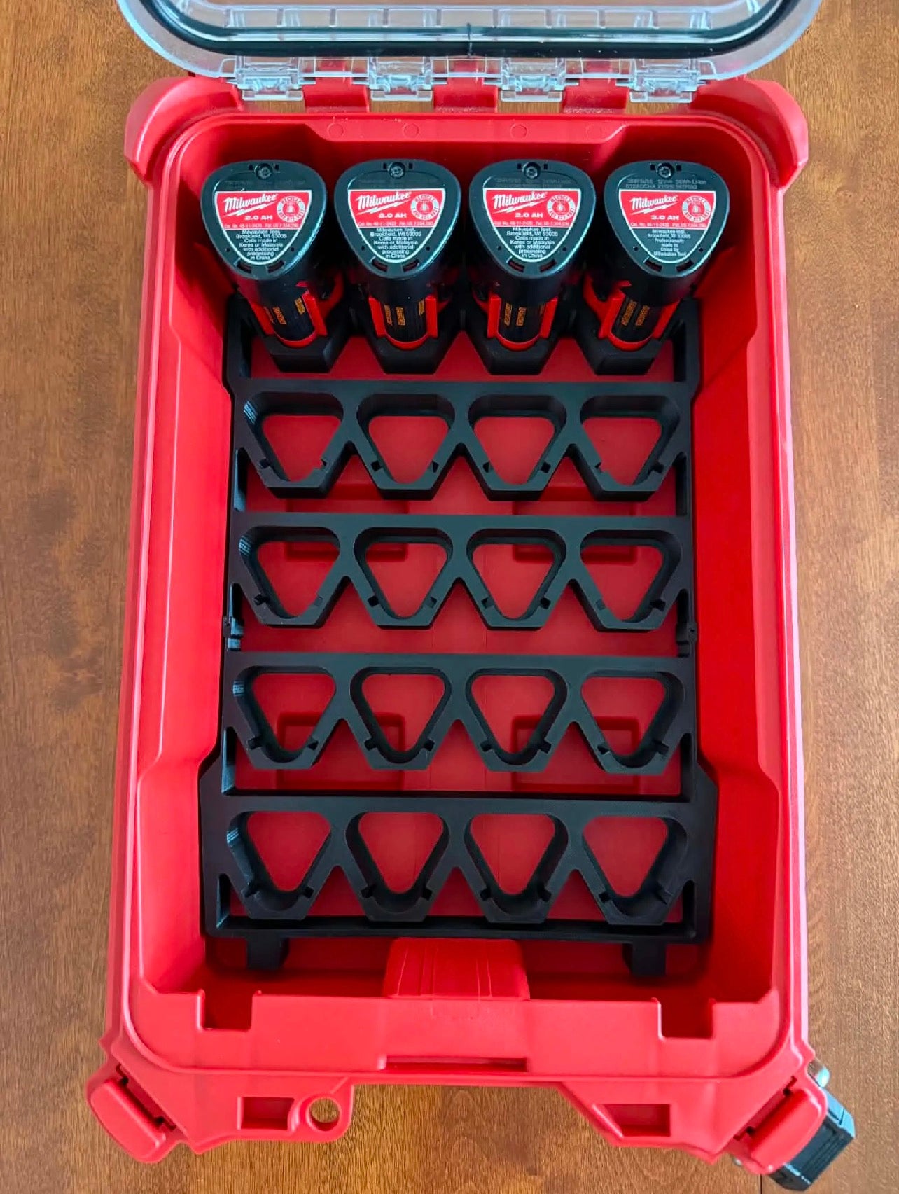 M12 Battery Insert for Milwaukee PACKOUT โ Holds 20 Batteries