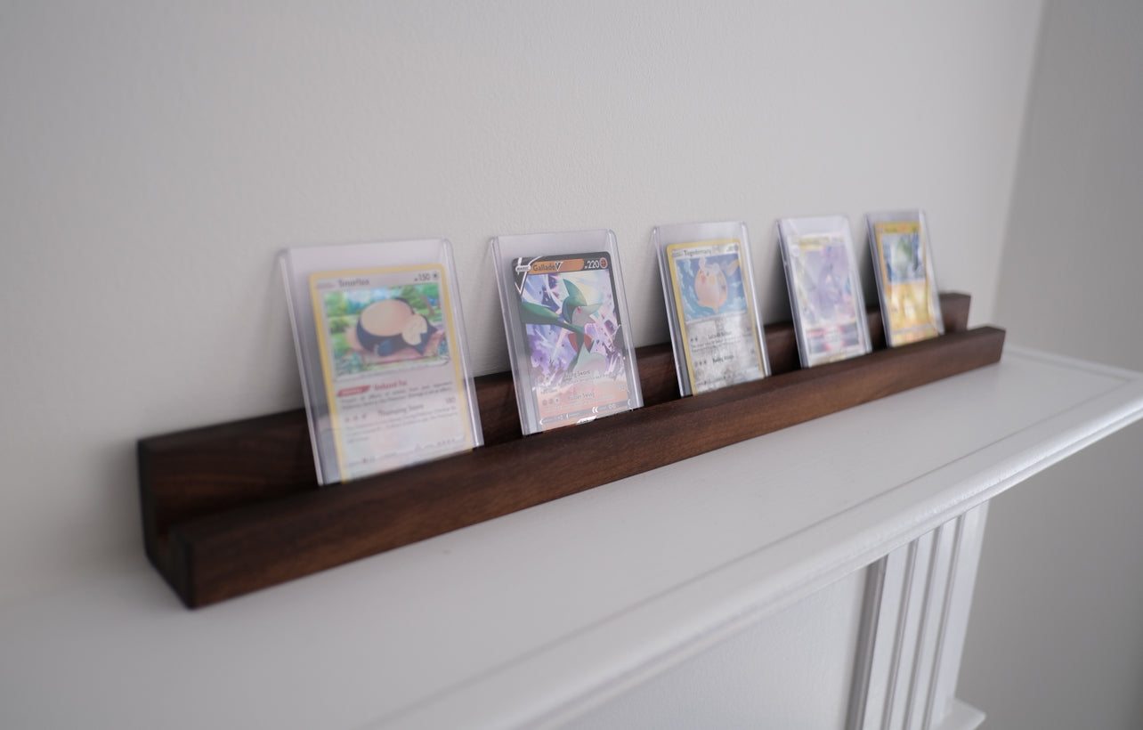 Hardwood Collectible Card Display Shelf – Wall-Mounted Organizer