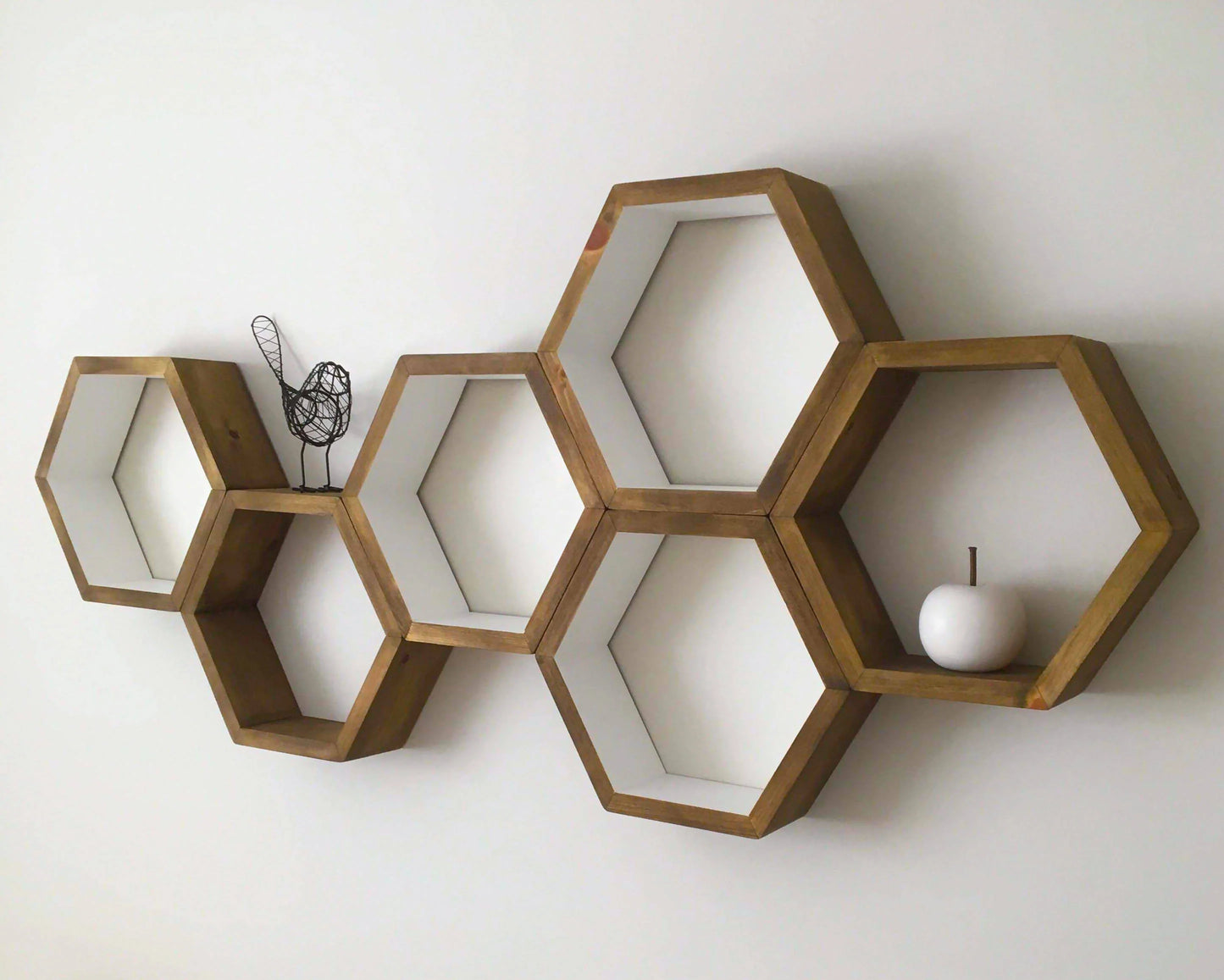 Honeycomb Hardwood Shelves β Set of 3 Hexagon Display Shelves