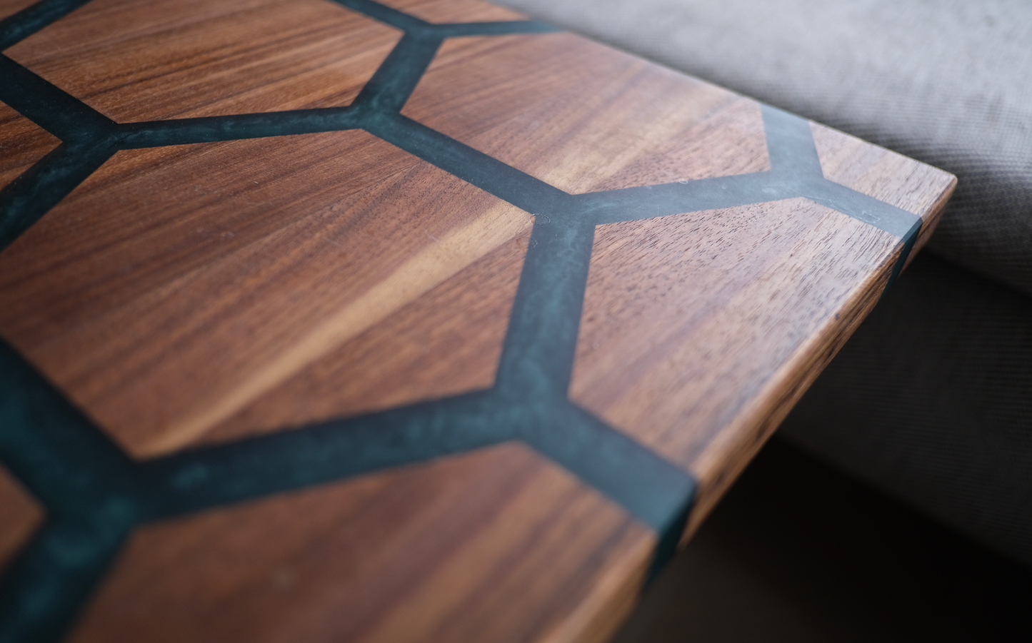 Epoxy Hexagon Live-Edge Table – Hardwood River Design, Made to Order