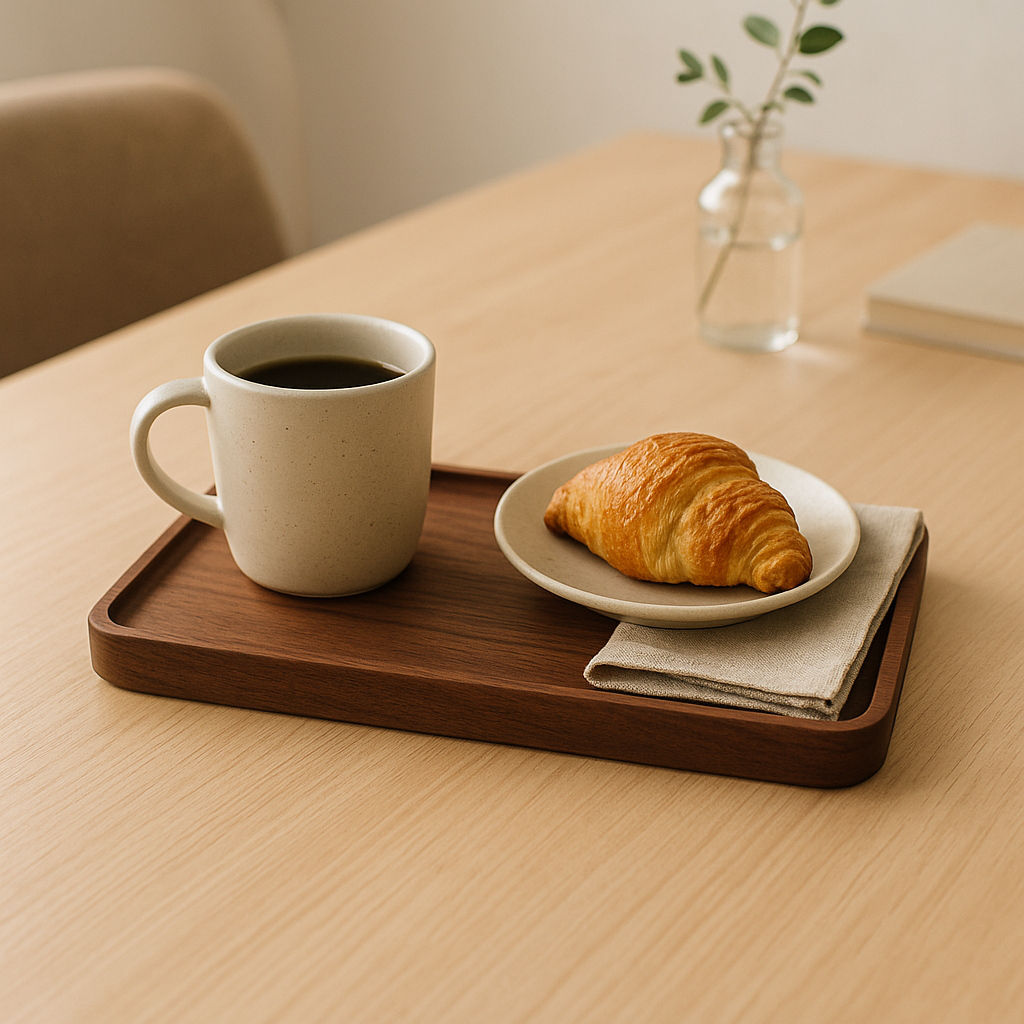 Custom hardwood catchall tray with coaster cutouts