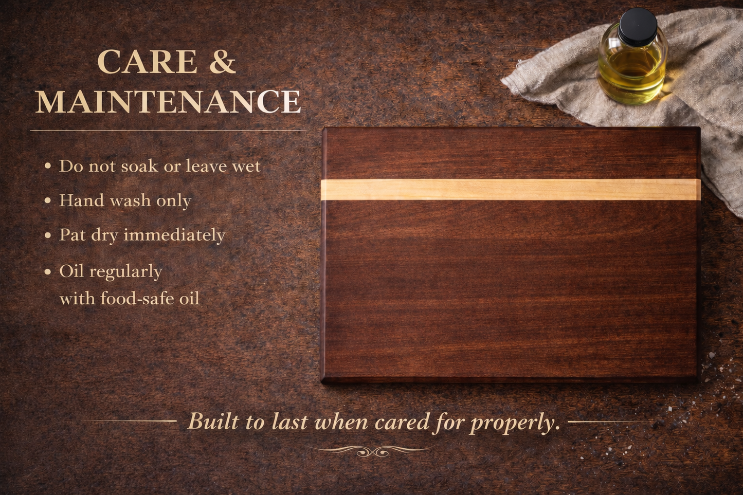 Edge-Grain Hardwood Cutting Board with Accent Inlay