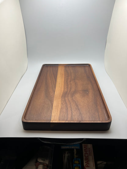 Custom Hardwood Tray with Coaster Cutouts – Personalized Engraving