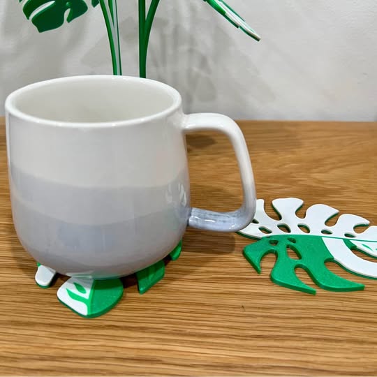 Monstera Plant Coaster Set – 3D Printed Coasters, Plant Lover Gift, Eco-Friendly Home Decor