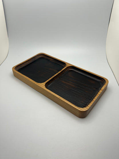 Japanese Sujiban Burned Oak Wood Tray – Handcrafted Minimalist Design