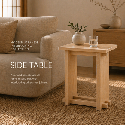 Modern Japanese Interlocking Side Table | Solid Wood End Table