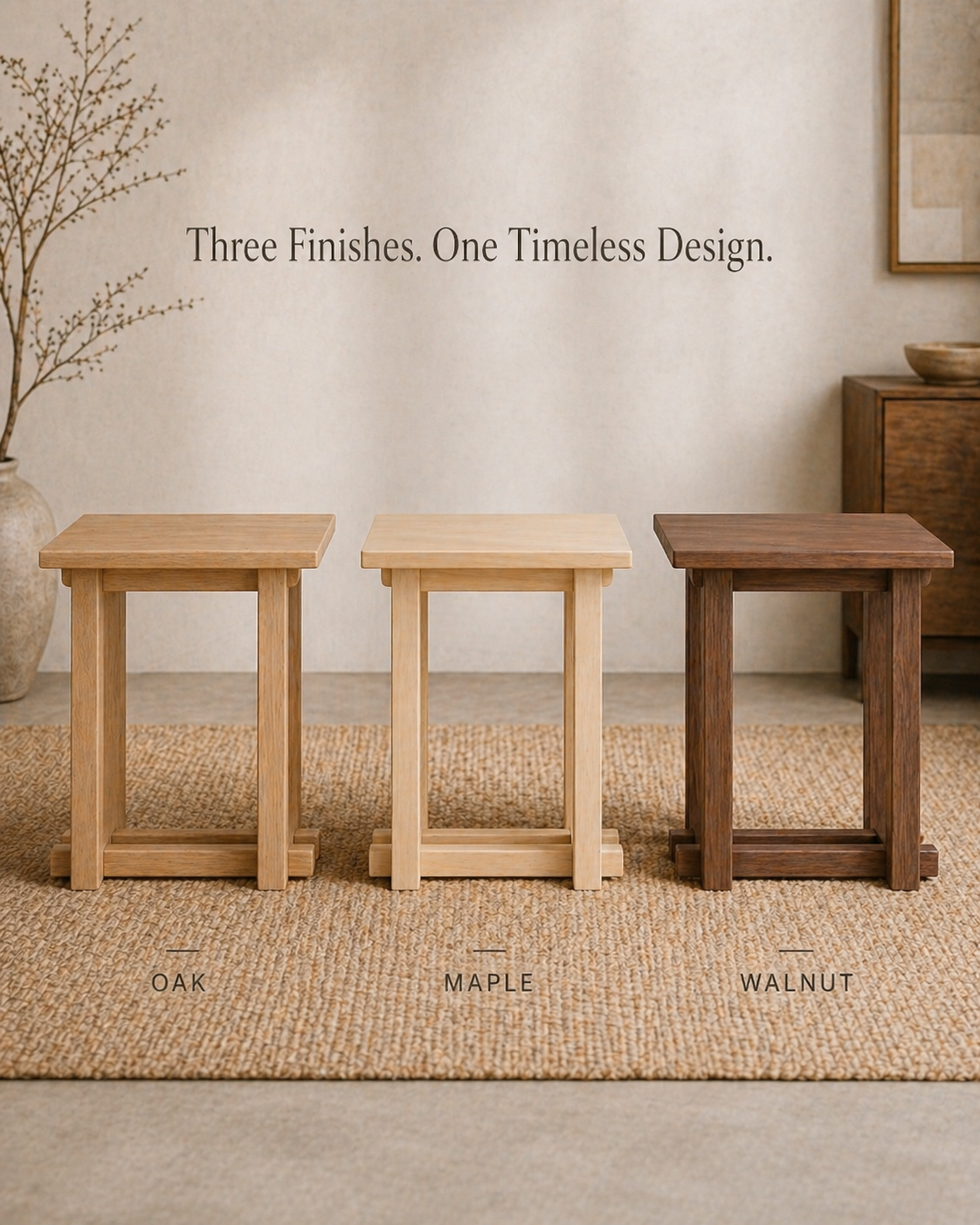 Modern Japanese Interlocking Side Table | Solid Wood End Table