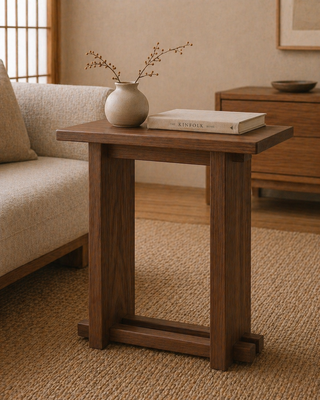 Modern Japanese Interlocking Side Table | Solid Wood End Table