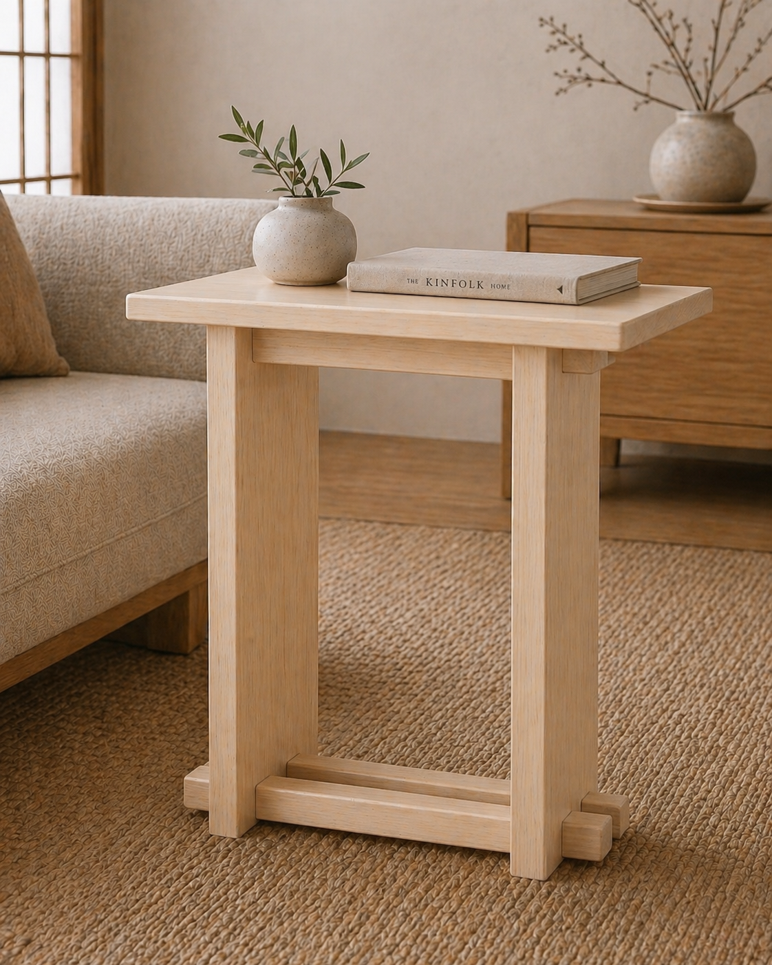 Modern Japanese Interlocking Side Table | Solid Wood End Table