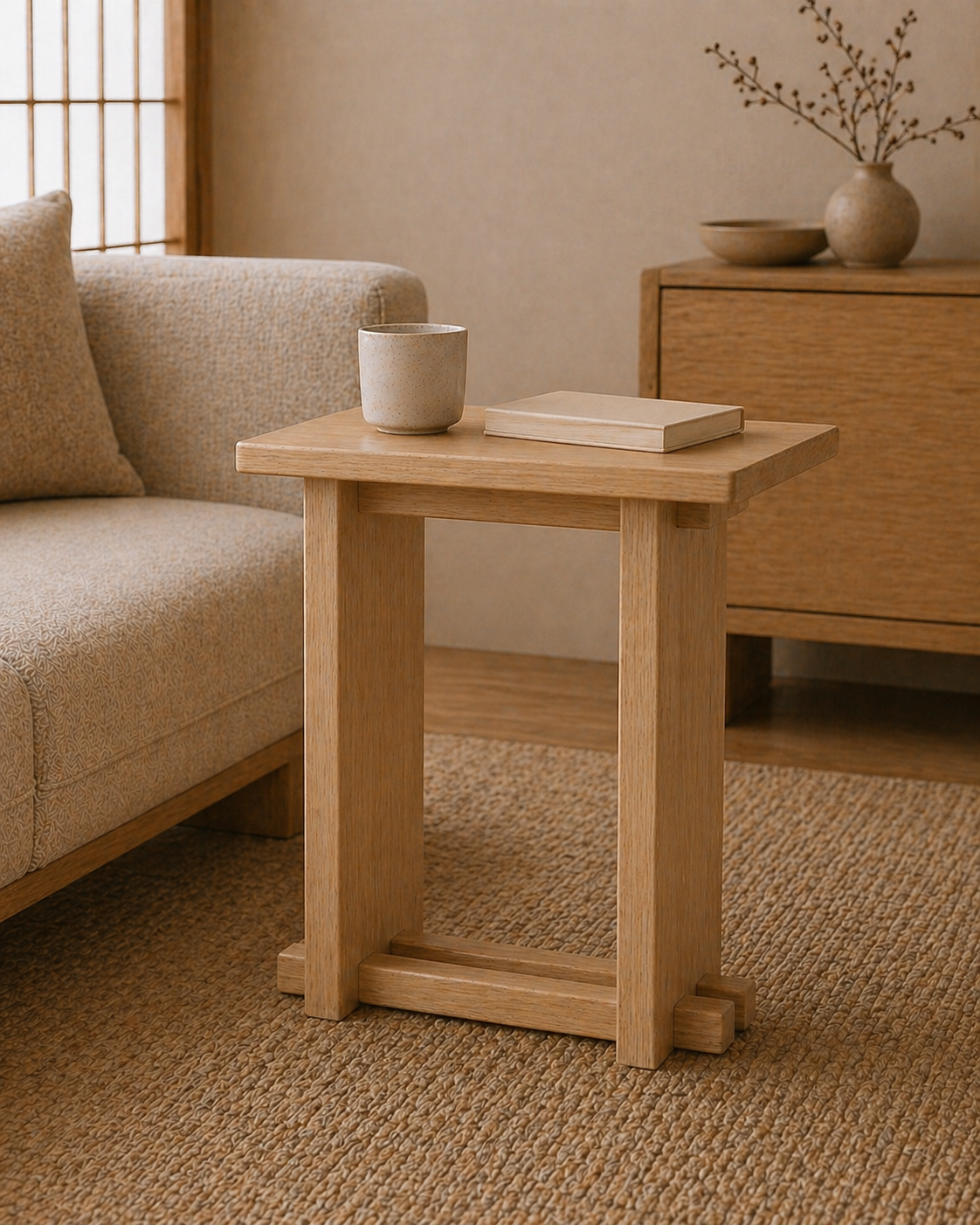 Modern Japanese Interlocking Side Table | Solid Wood End Table