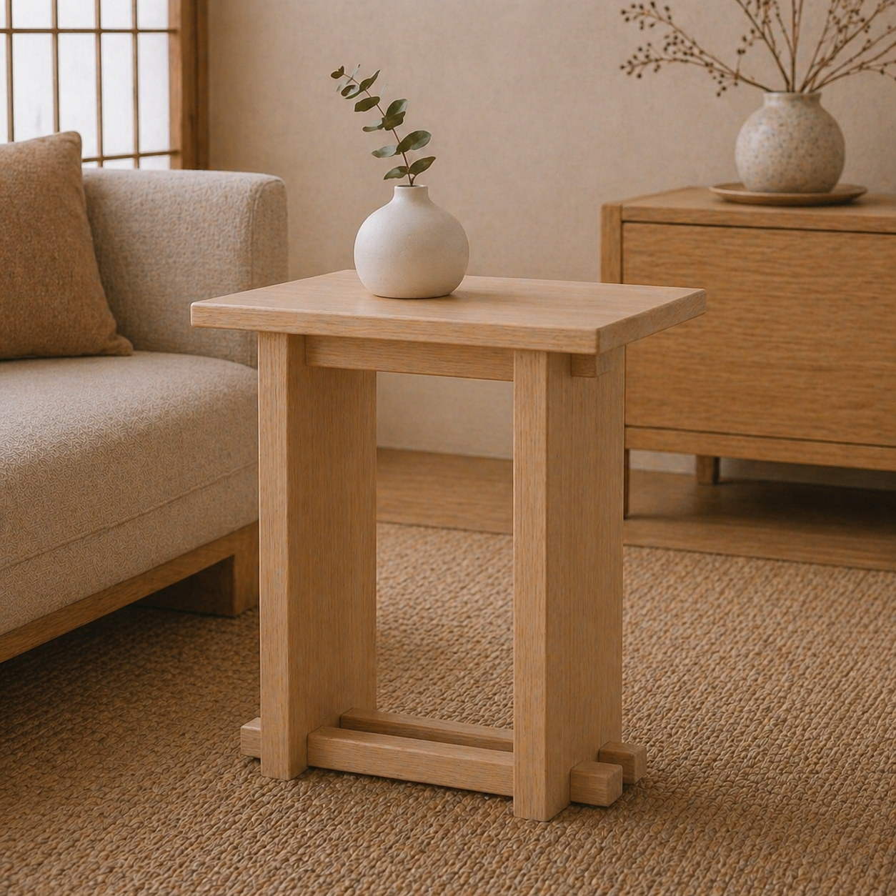 Modern Japanese Interlocking Side Table | Solid Wood End Table