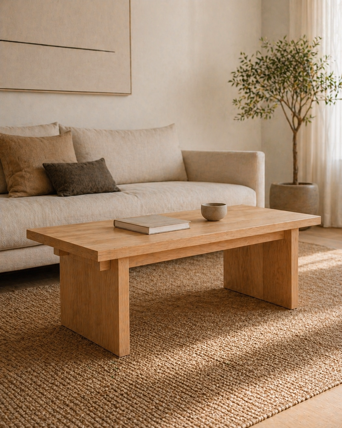 Low profile solid wood coffee table handmade in Canada