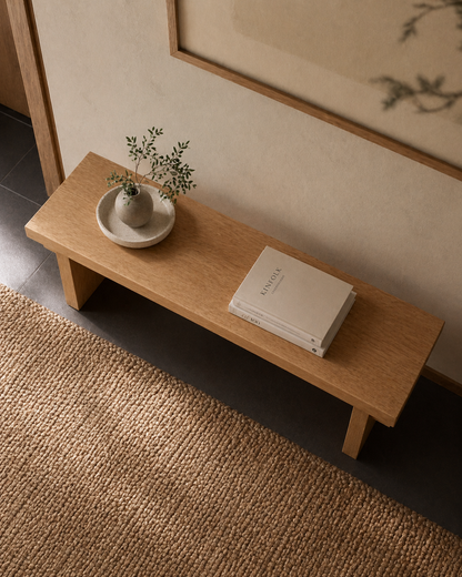Solid walnut Japanese-inspired entry bench
