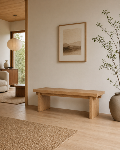 Solid walnut Japanese-inspired entry bench
