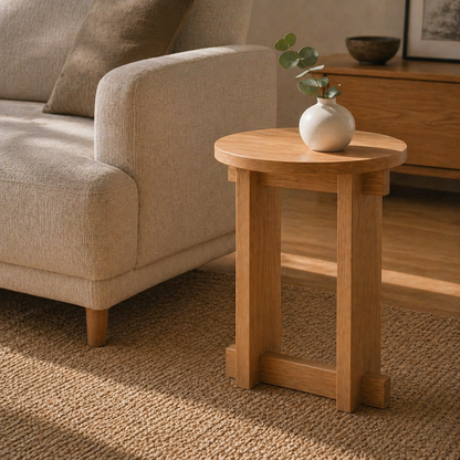 Modern Japanese Interlocking Accent Drink Table | Solid Wood Side Table