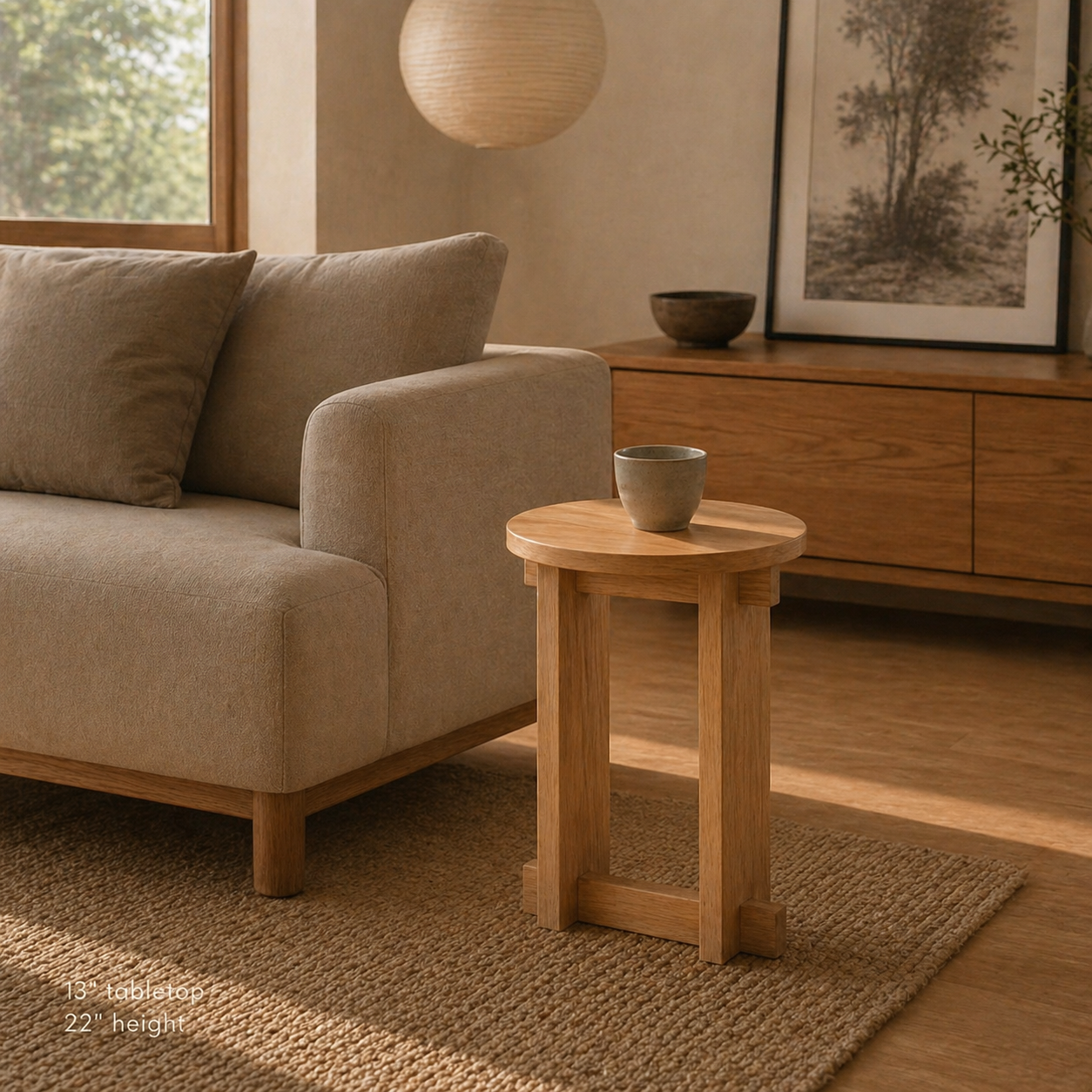 Modern Japanese Interlocking Accent Drink Table | Solid Wood Side Table
