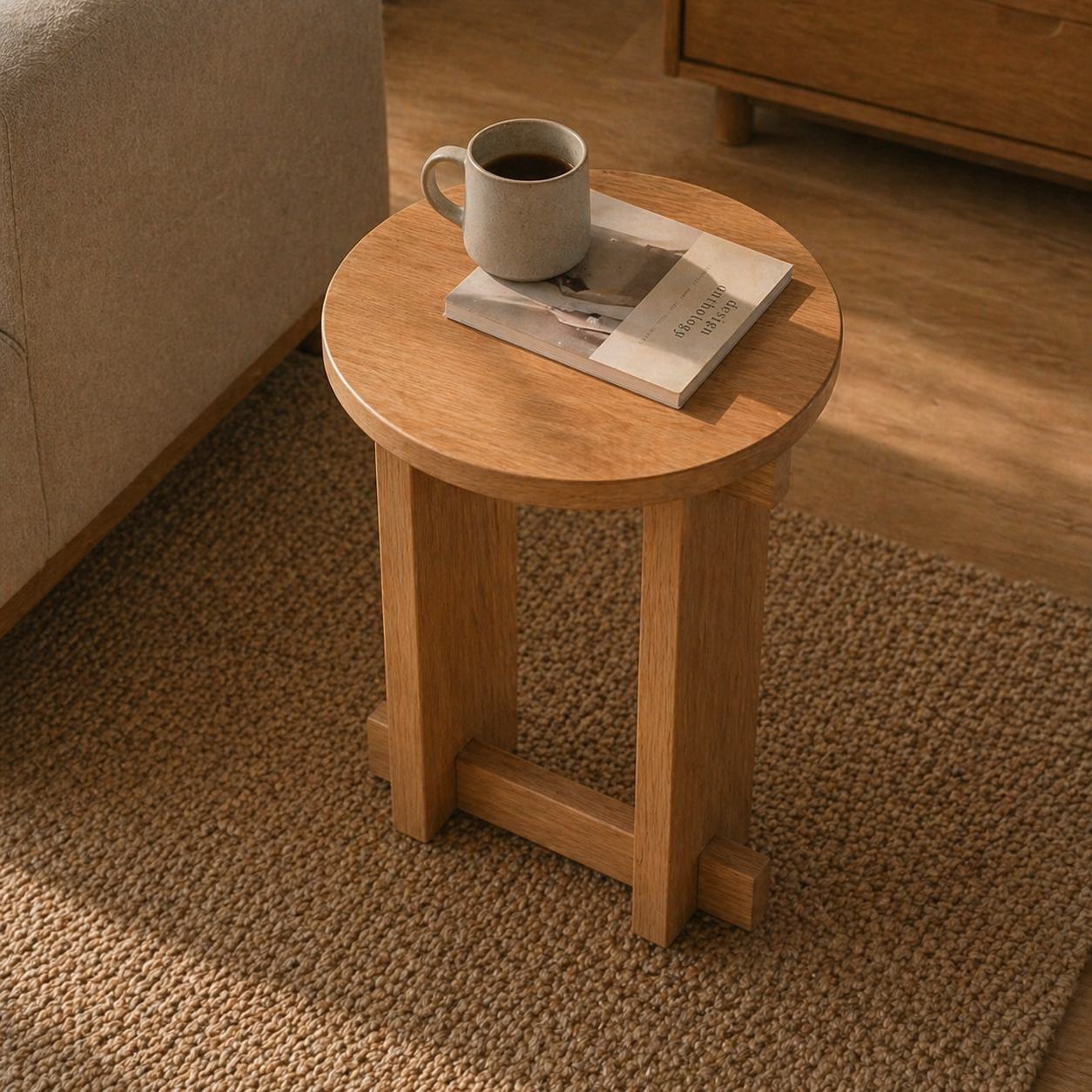 Modern Japanese Interlocking Accent Drink Table | Solid Wood Side Table