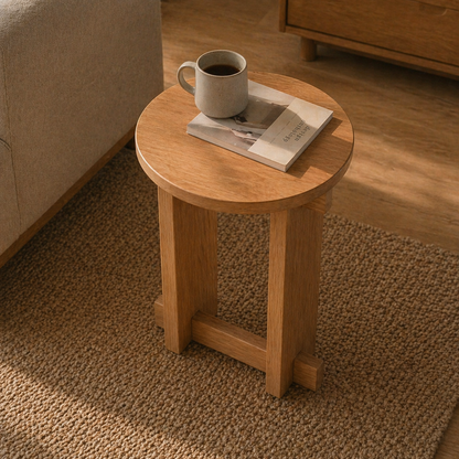 Modern Japanese Interlocking Accent Drink Table | Solid Wood Side Table