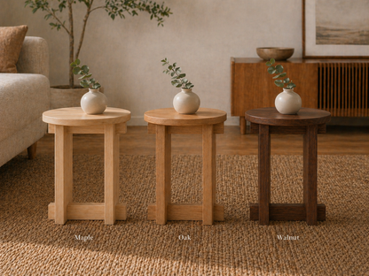 Modern Japanese Interlocking Accent Drink Table | Solid Wood Side Table