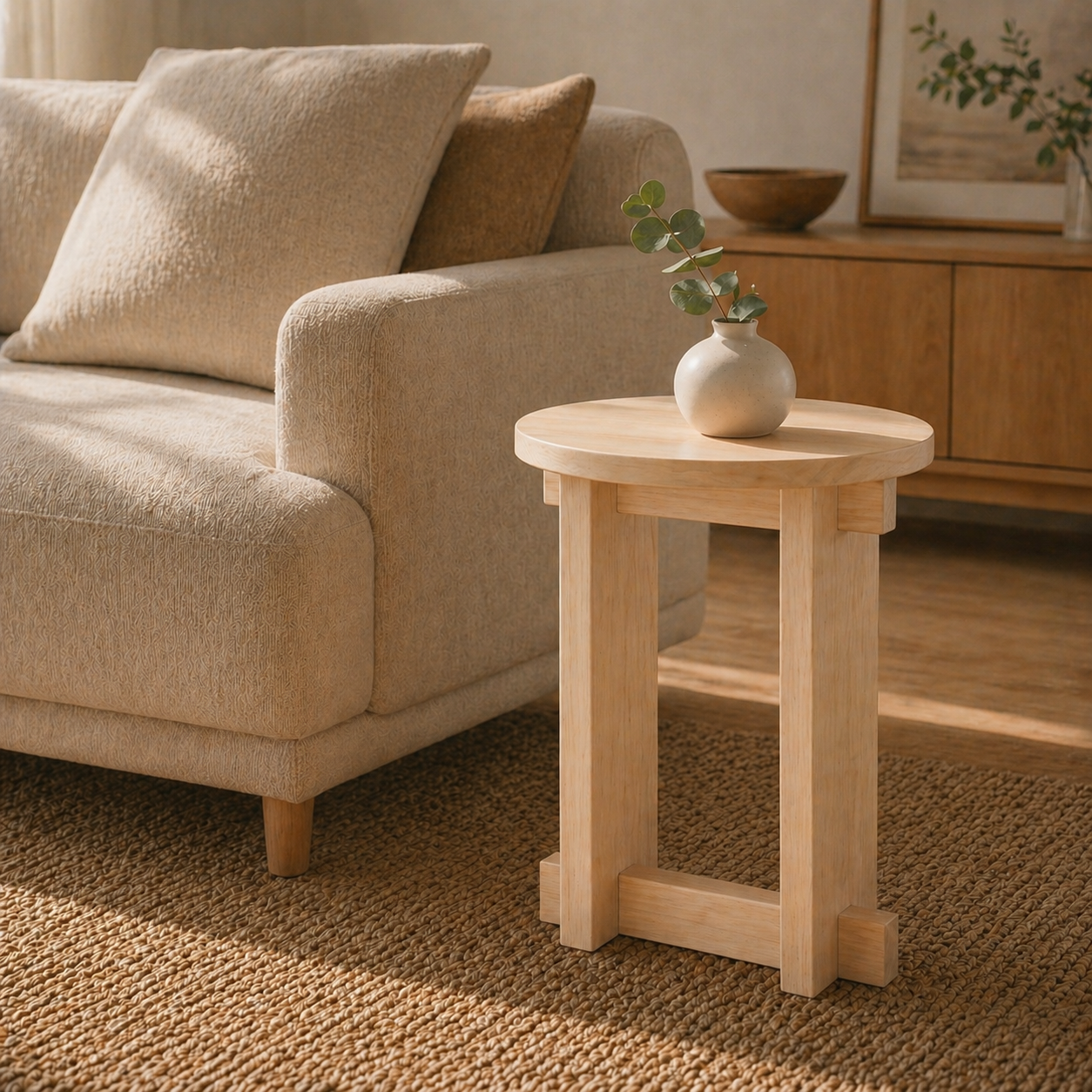 Modern Japanese Interlocking Accent Drink Table | Solid Wood Side Table