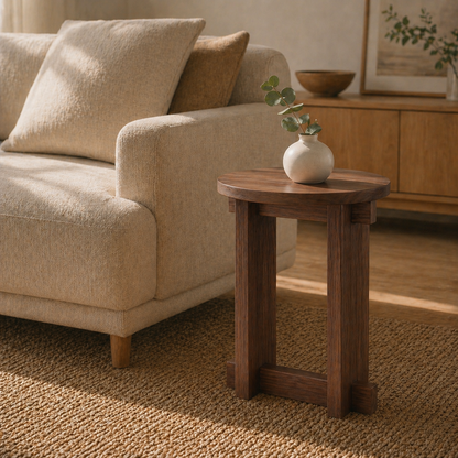 Modern Japanese Interlocking Accent Drink Table | Solid Wood Side Table