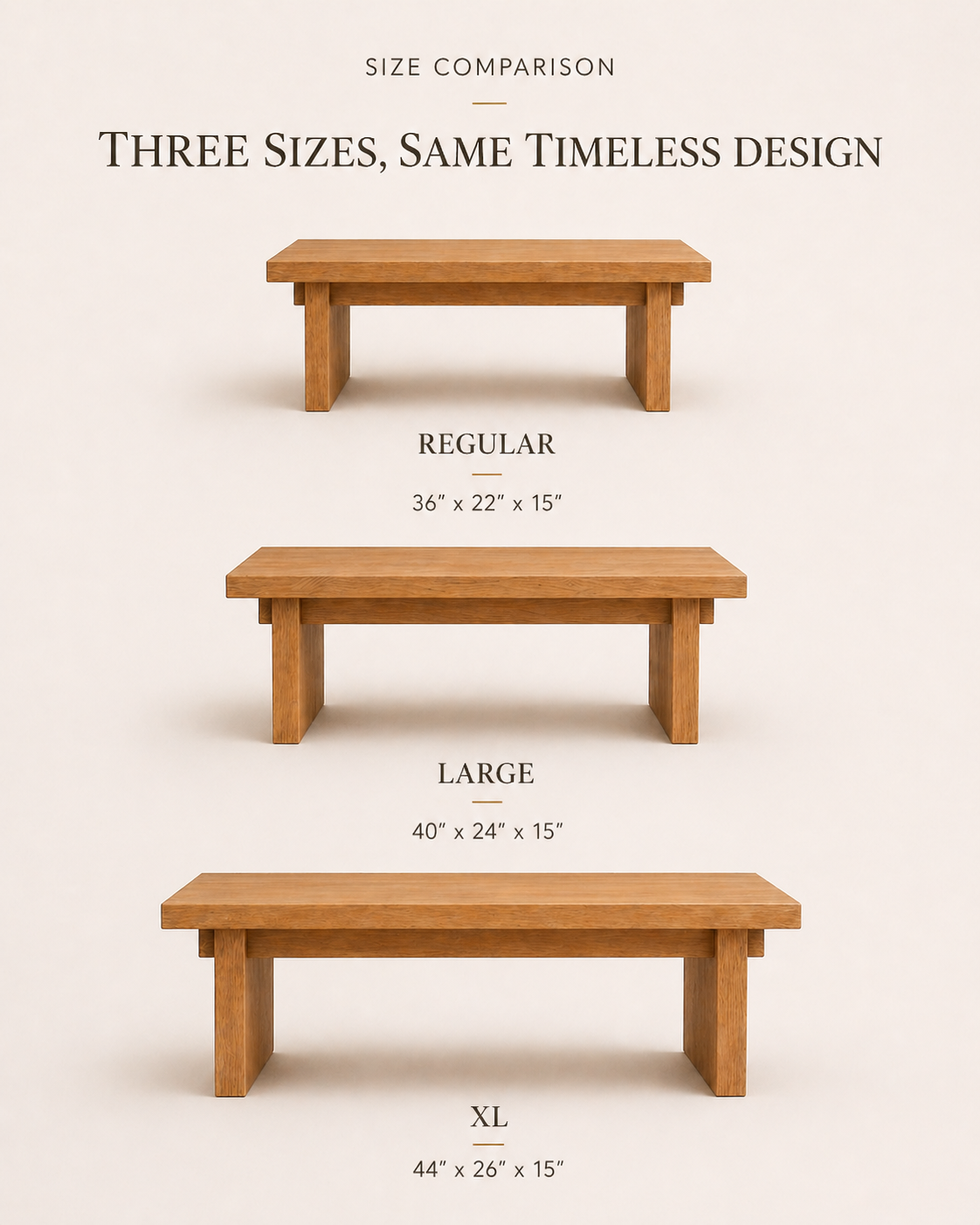 Modern Japanese coffee table size comparison