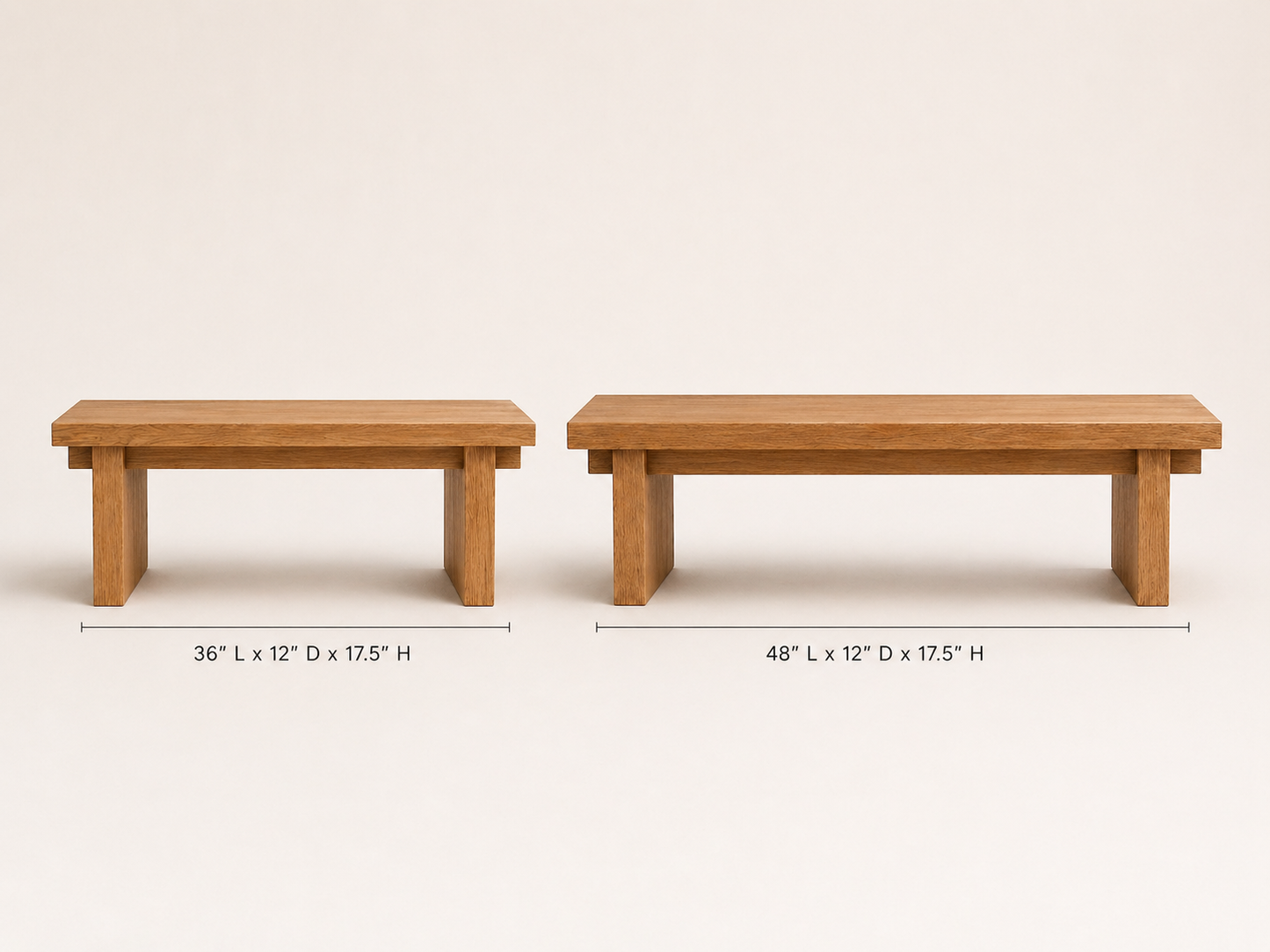 Modern Japanese entry bench size comparison

