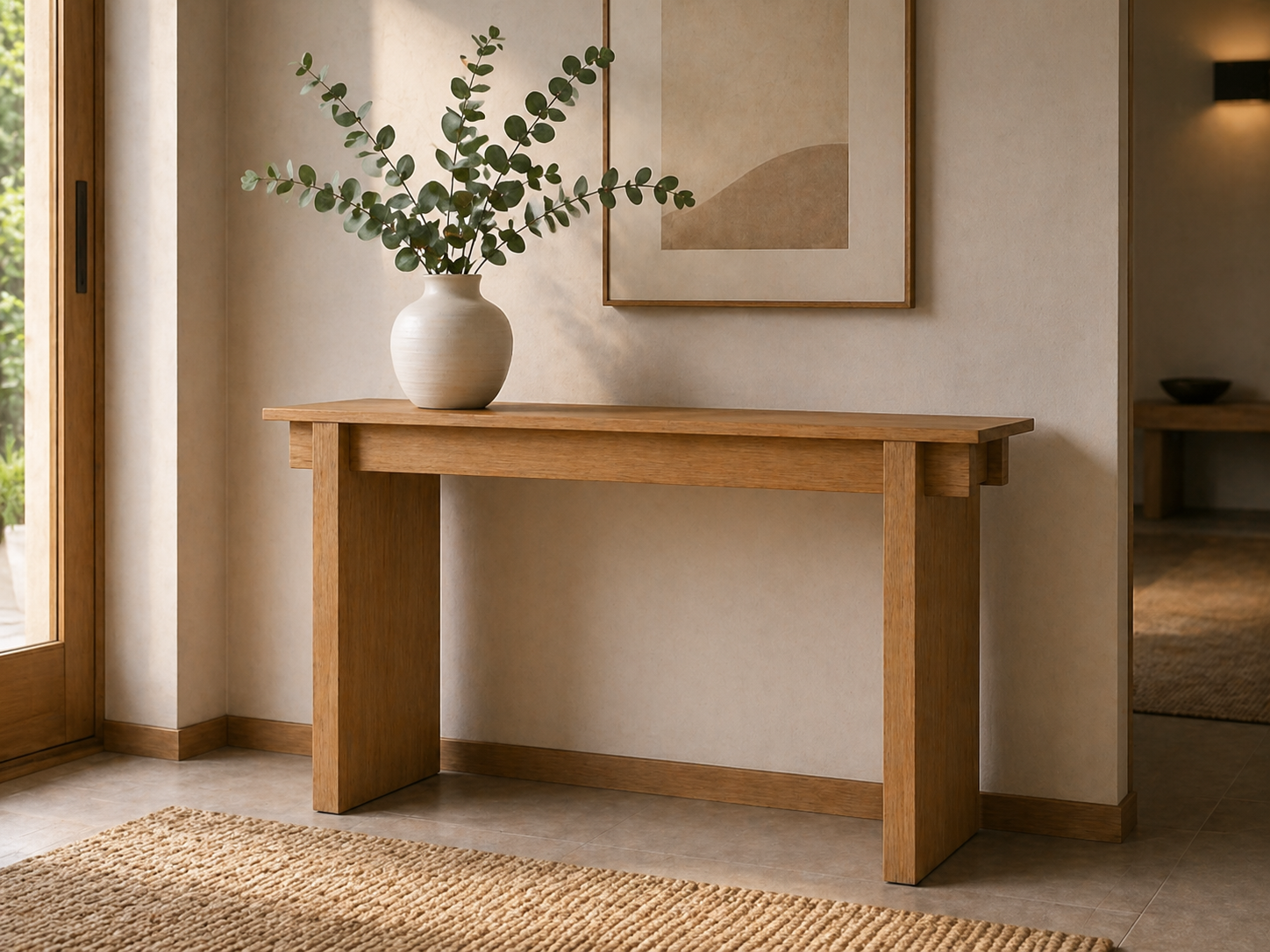 Solid Oak Japanese-inspired console table
