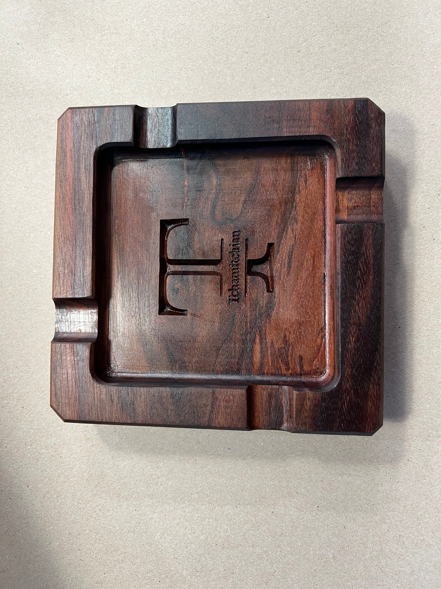 Square Handmade Cigar Tray – Hardwood Catchall Organizer