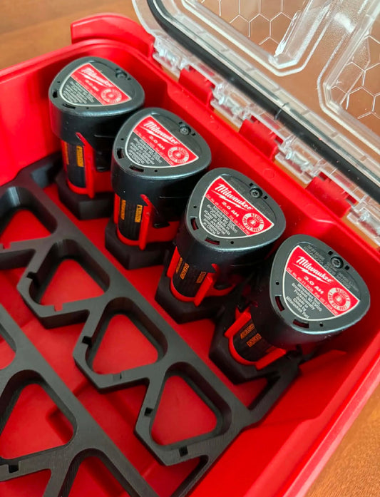 M12 Battery Insert for Milwaukee PACKOUT – Holds 20 Batteries