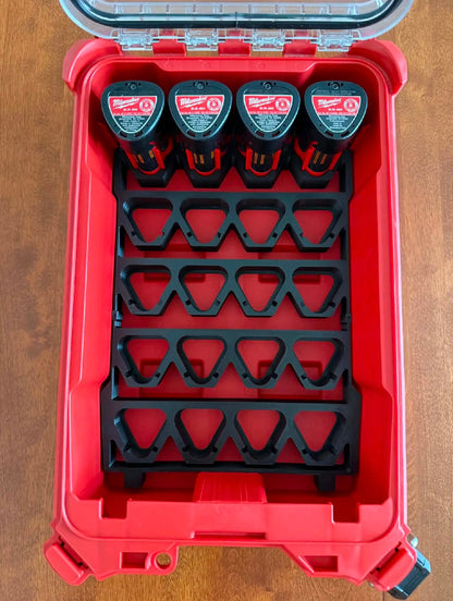 M12 Battery Insert for Milwaukee PACKOUT – Holds 20 Batteries