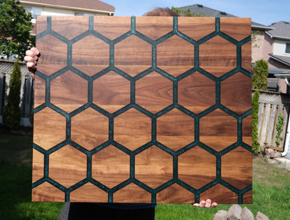 Epoxy Hexagon Live Edge Epoxy River Table (Honeycomb & Made to order)