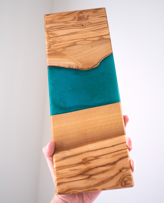 Custom Olive Wood Cheese/Charcuterie Board with Epoxy River