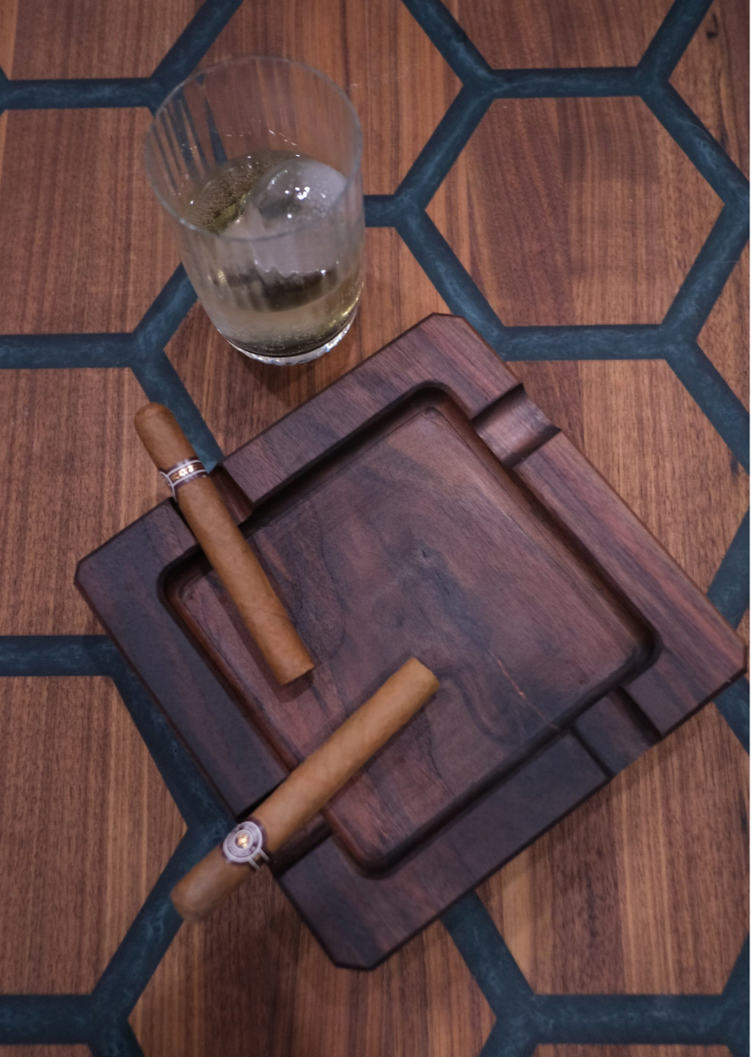 Personalized Square Wooden Cigar Ash Tray