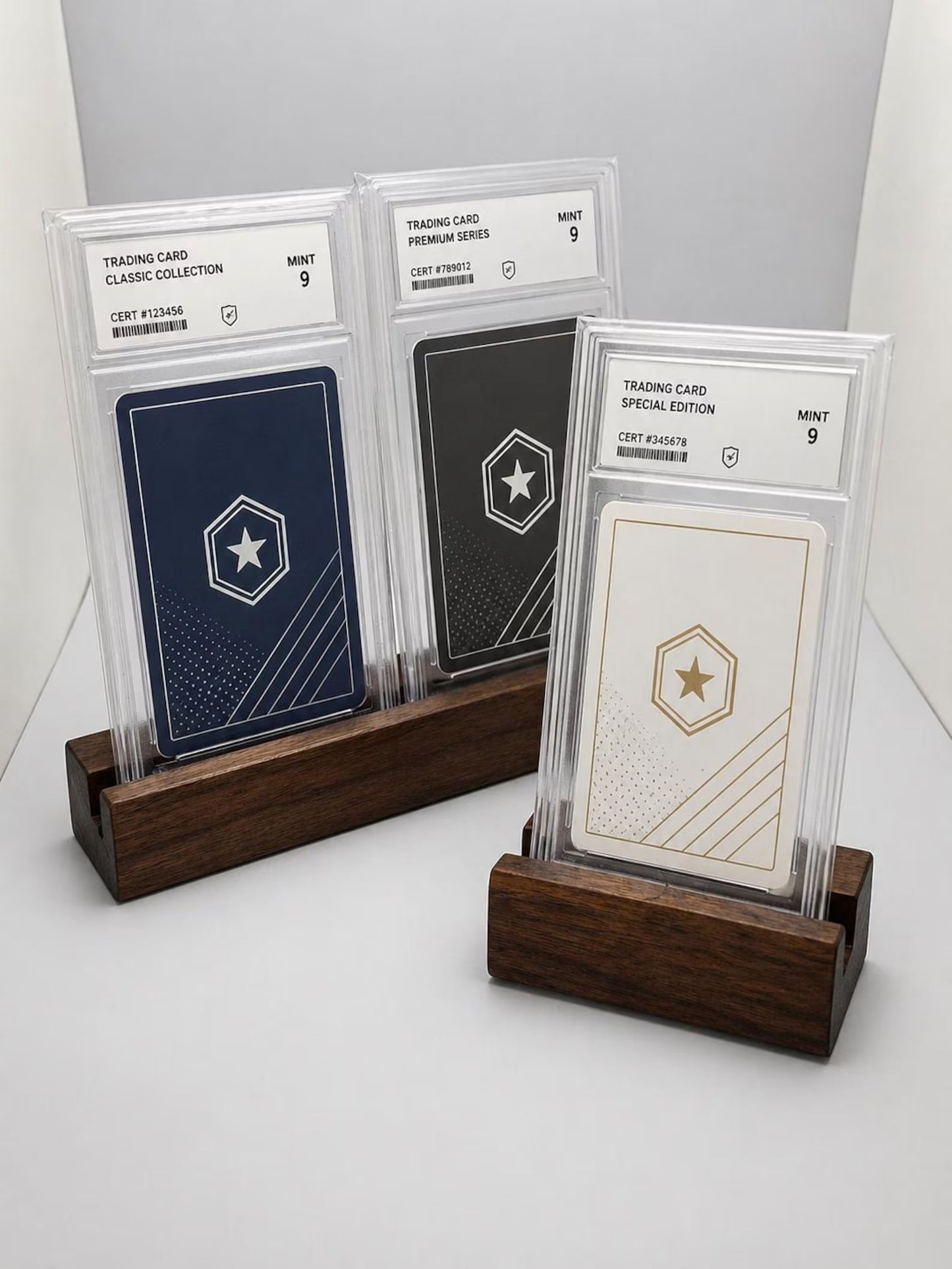 Hardwood Graded Card Display Stand | PSA, BGS (Beckett), TAG