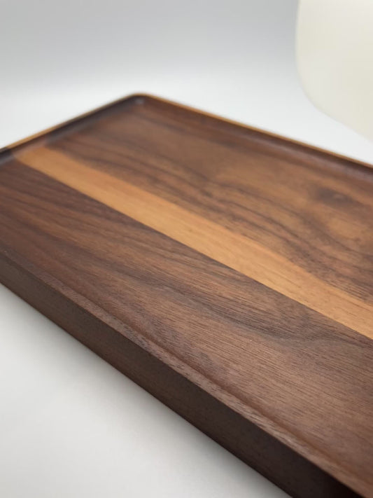 Custom Hardwood Tray with Coaster Cutouts – Personalized Engraving