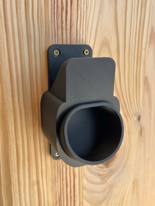 3D printed Type 2 EV plug holder in black shown from front side