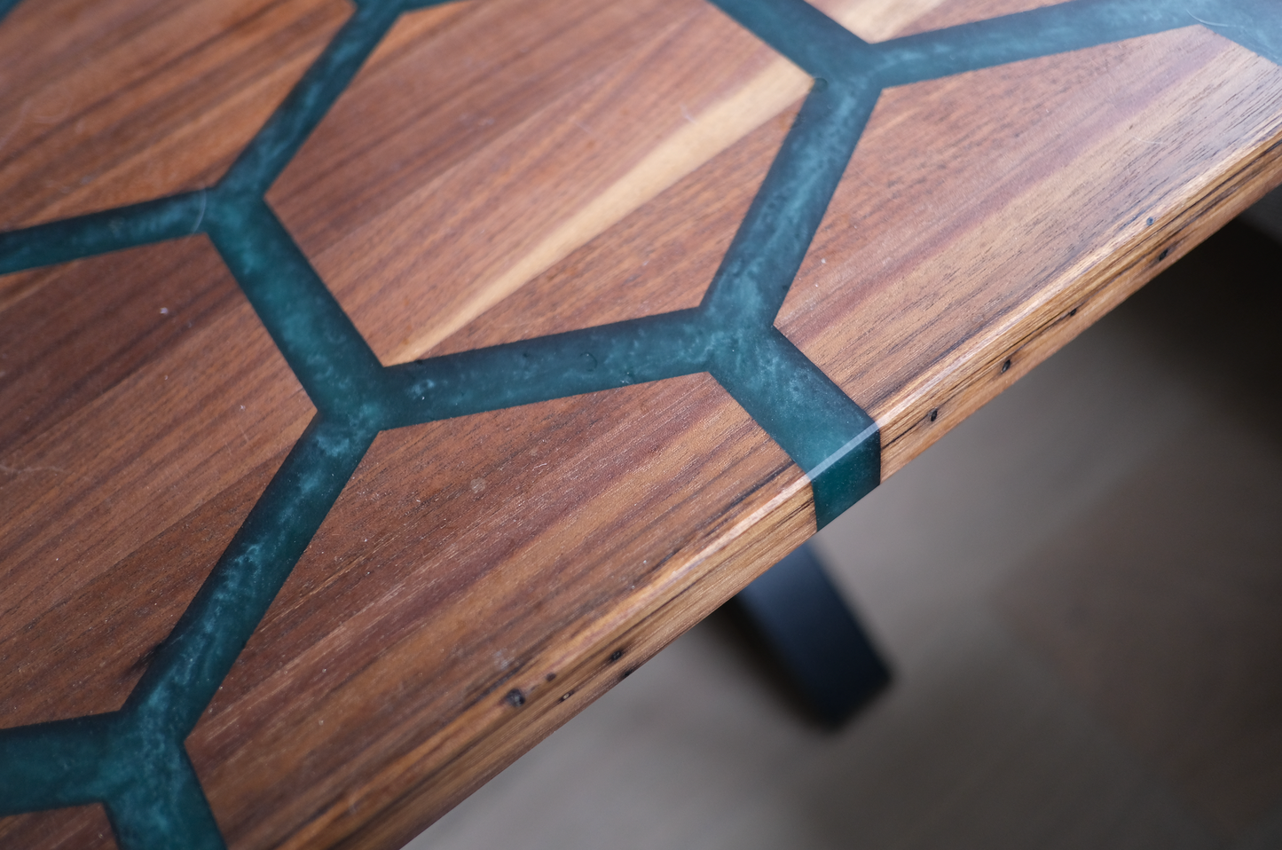 Epoxy Hexagon Live Edge Epoxy River Table (Honeycomb & Made to order)