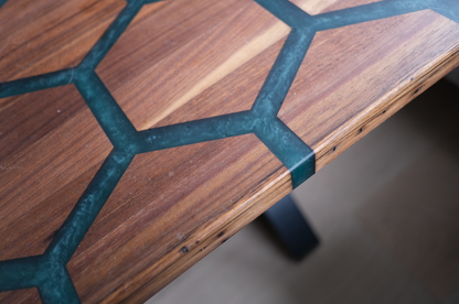 Epoxy Hexagon Live Edge Epoxy River Table (Honeycomb & Made to order)